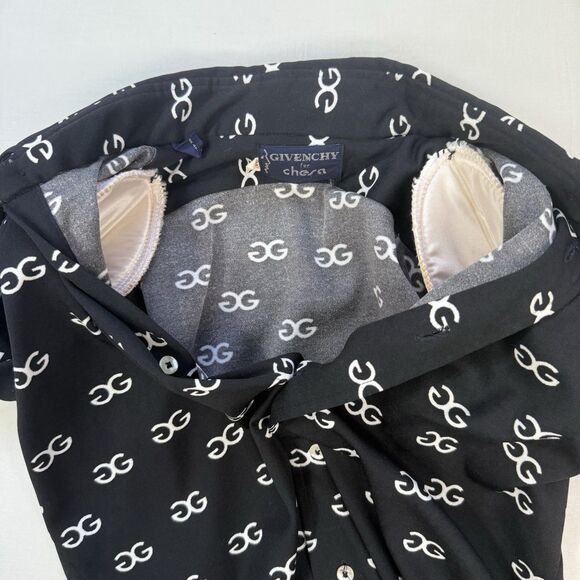 Vintage 70s GIVENCHY for CHESA Black Monogram Button Up Size 10 (fits like XS) - Picture 11 of 11